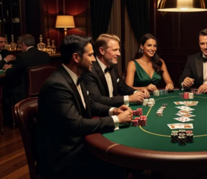Stół pokerowy podczas eleganckiego wieczoru rozrywkowego organizowanego przez NAXSOL ENTERPRISES LTD