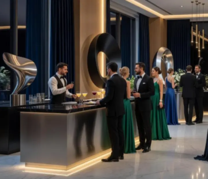 Elegancka sala przygotowana na wieczór kasynowy